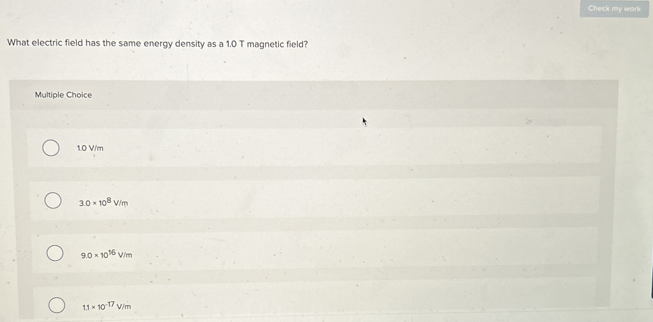 What electric field has the same energy density