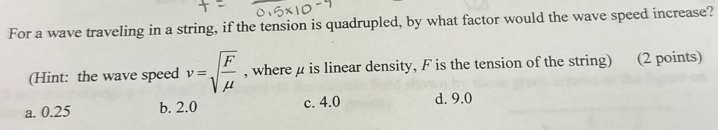 For a wave traveling in a string, if the tension