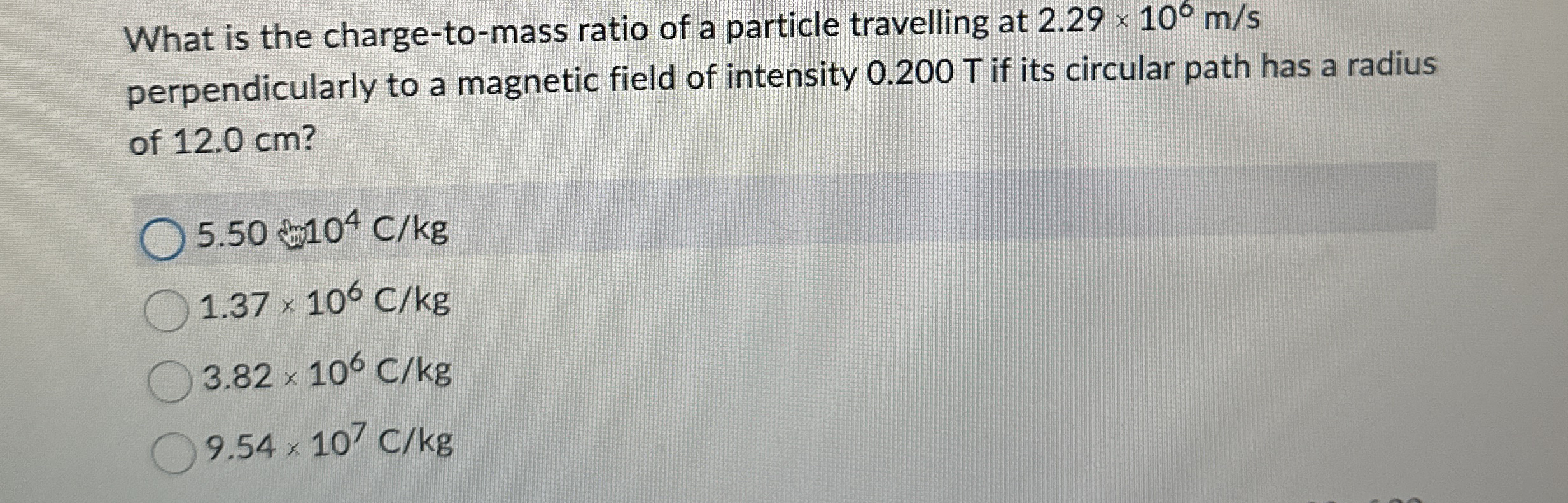 What is the charge - to - mass ratio of a