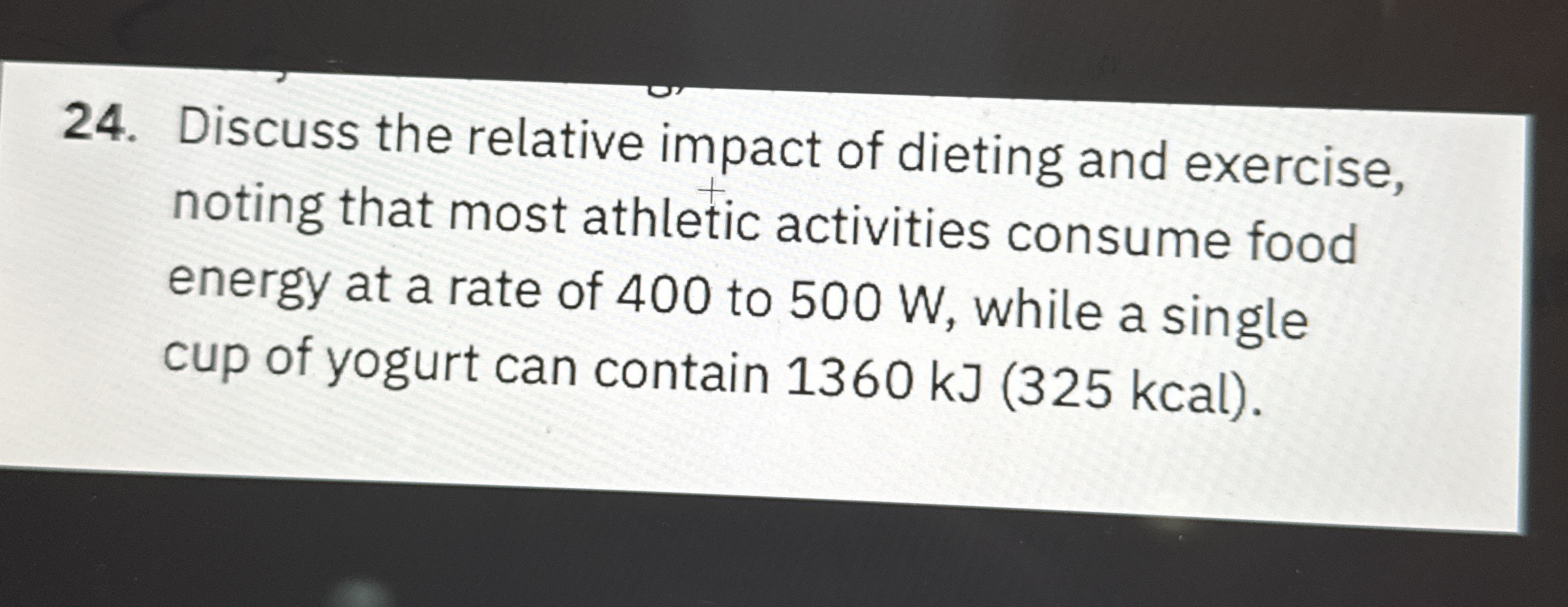 Discuss the relative impact of dieting and