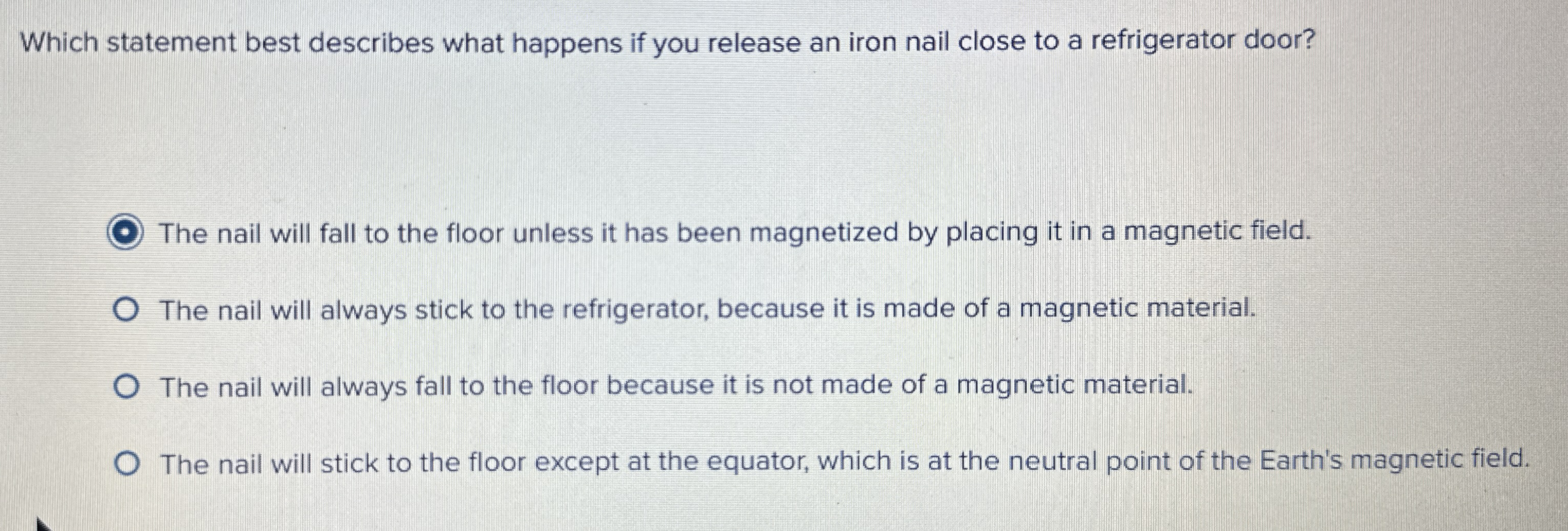 Which statement best describes what happens if