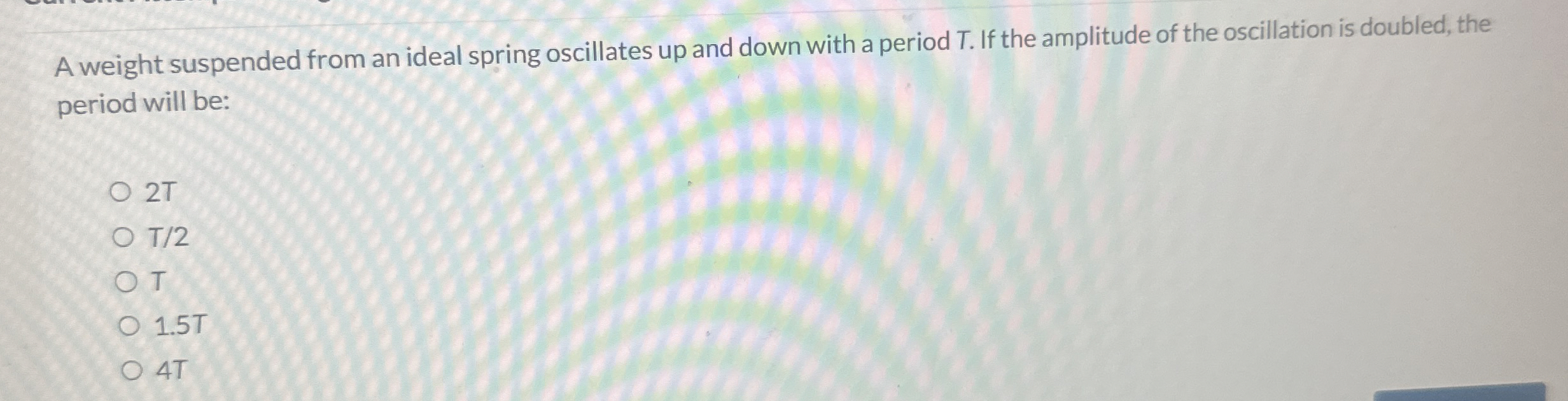 A weight suspended from an ideal spring