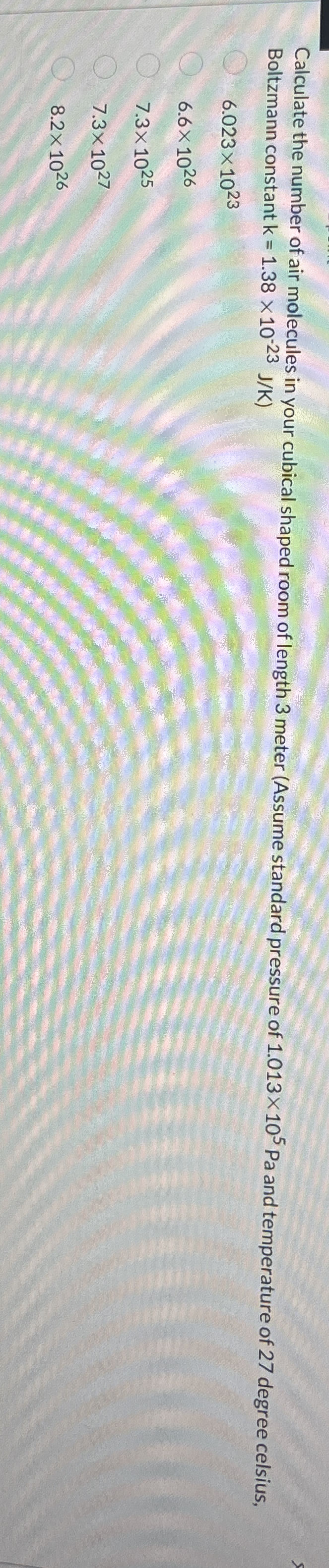 Calculate the number of air molecules in your