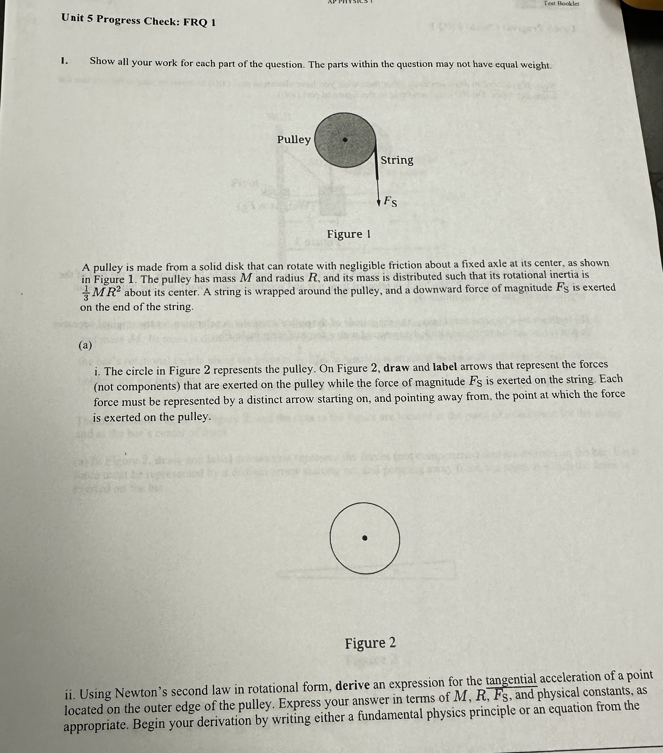 Unit 5 Progress Check: FRQ 1 Show all your work