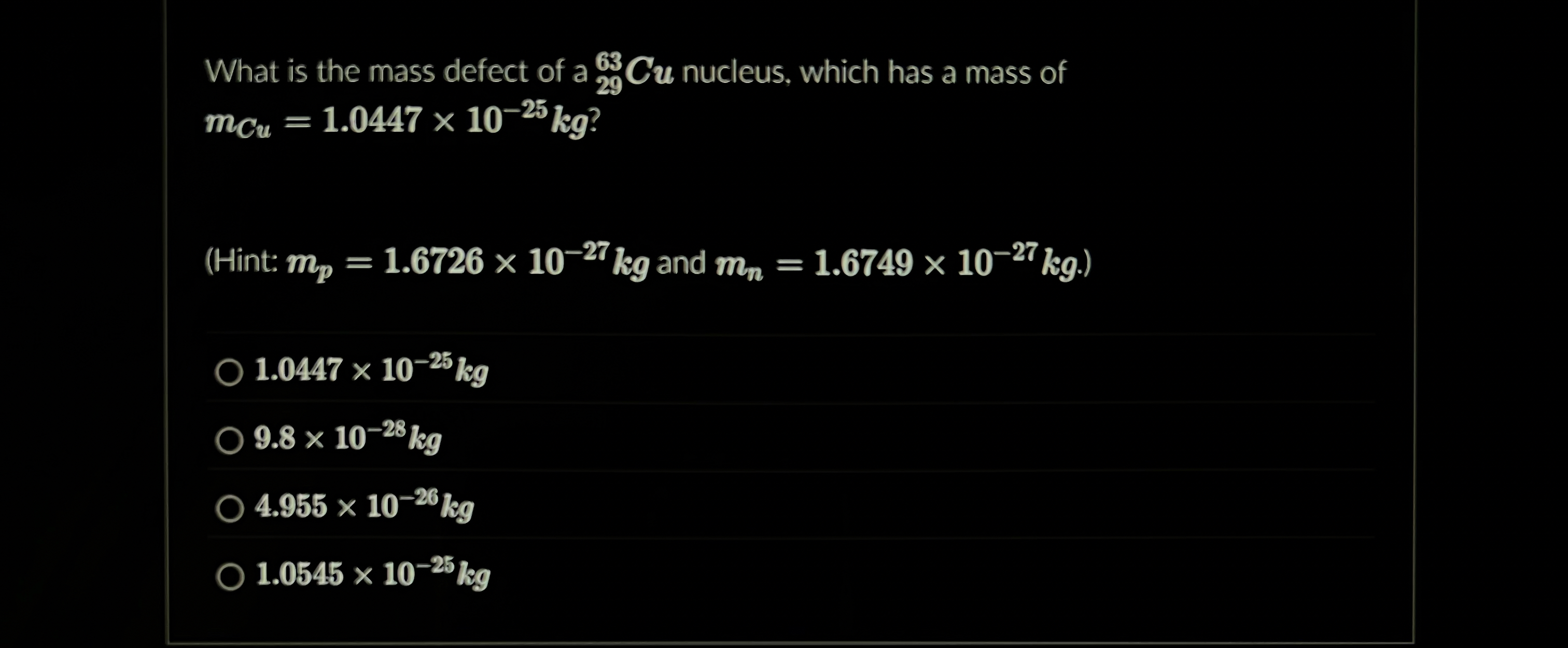 What is the mass defect of a ? 2 9 6 3 C u