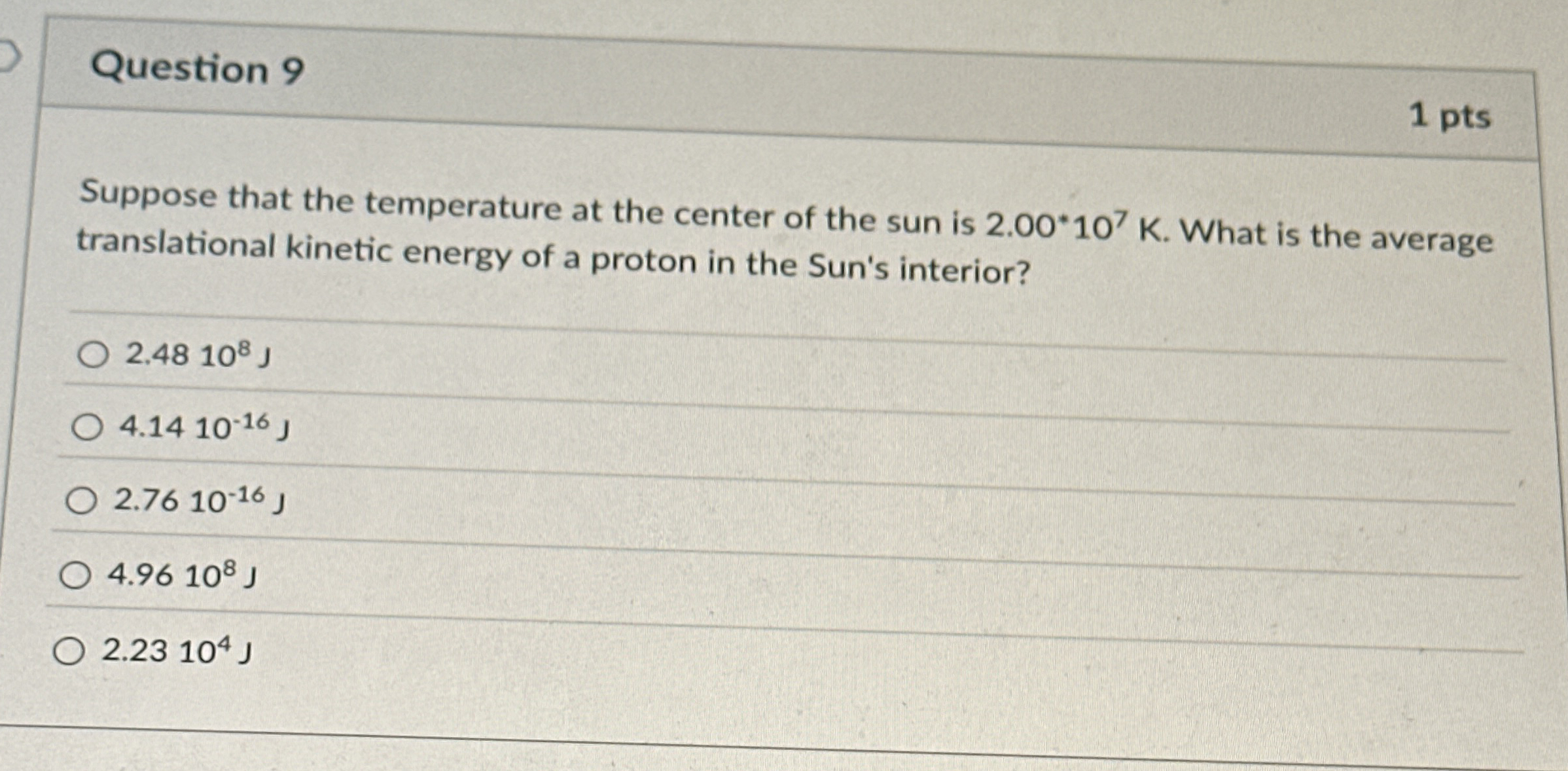 Question 9 1 pts Suppose that the temperature at