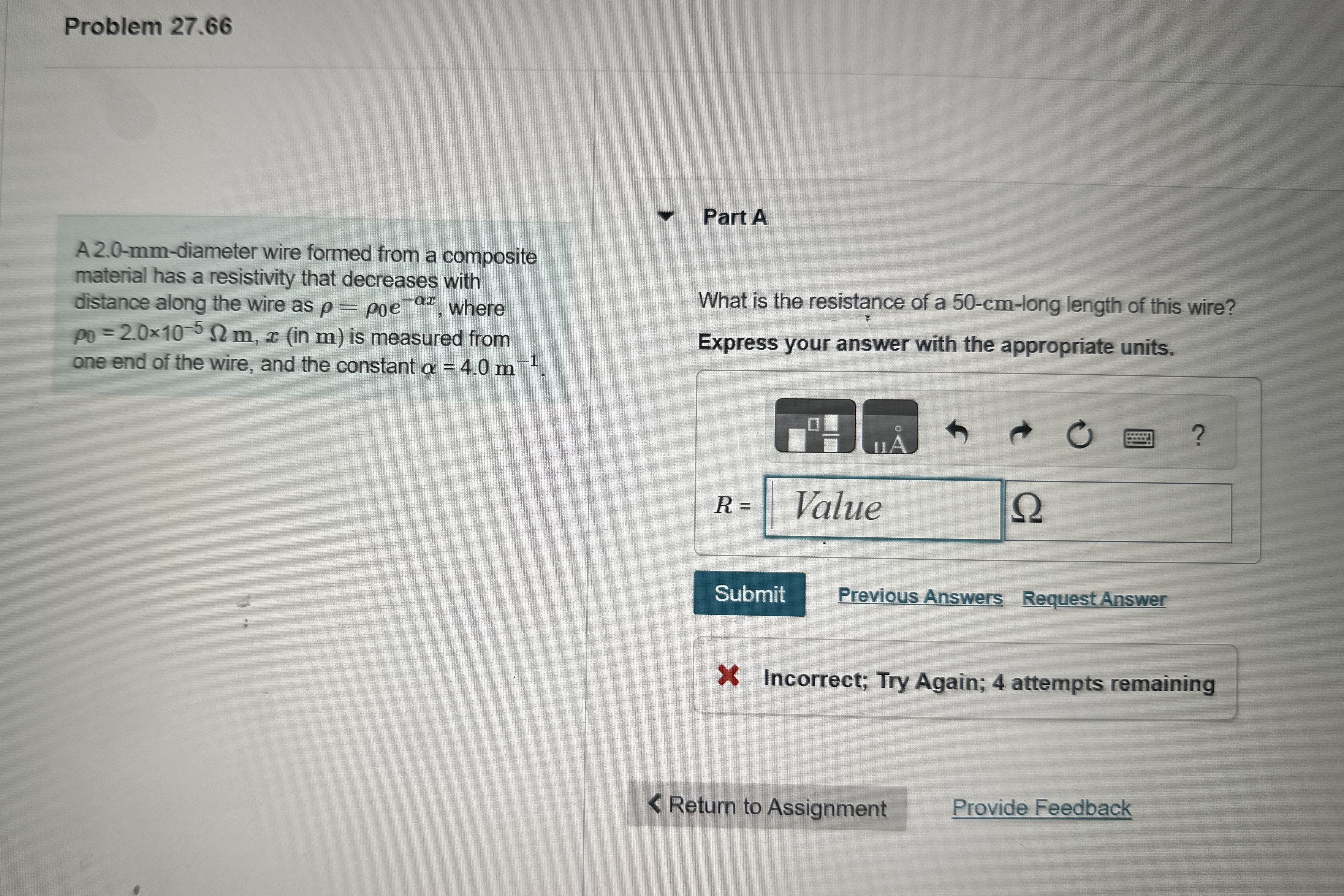 What is the resistance of a 5 0 - cm long lenght