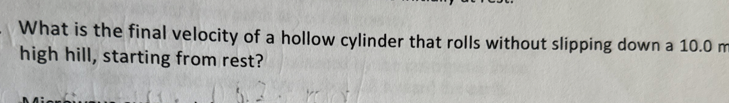 What is the final velocity of a hollow cylinder