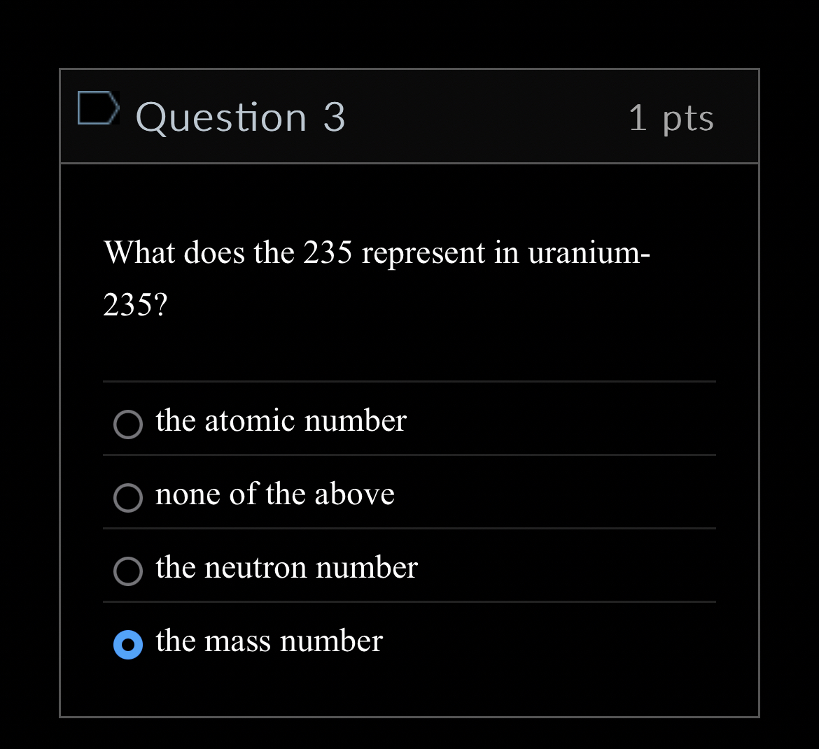 Question 3 1 pts What does the 2 3 5 represent in