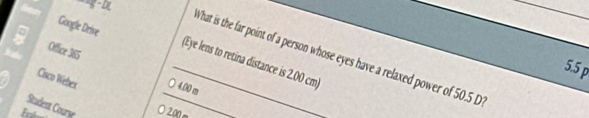 What wis the are point of a person whose eyes