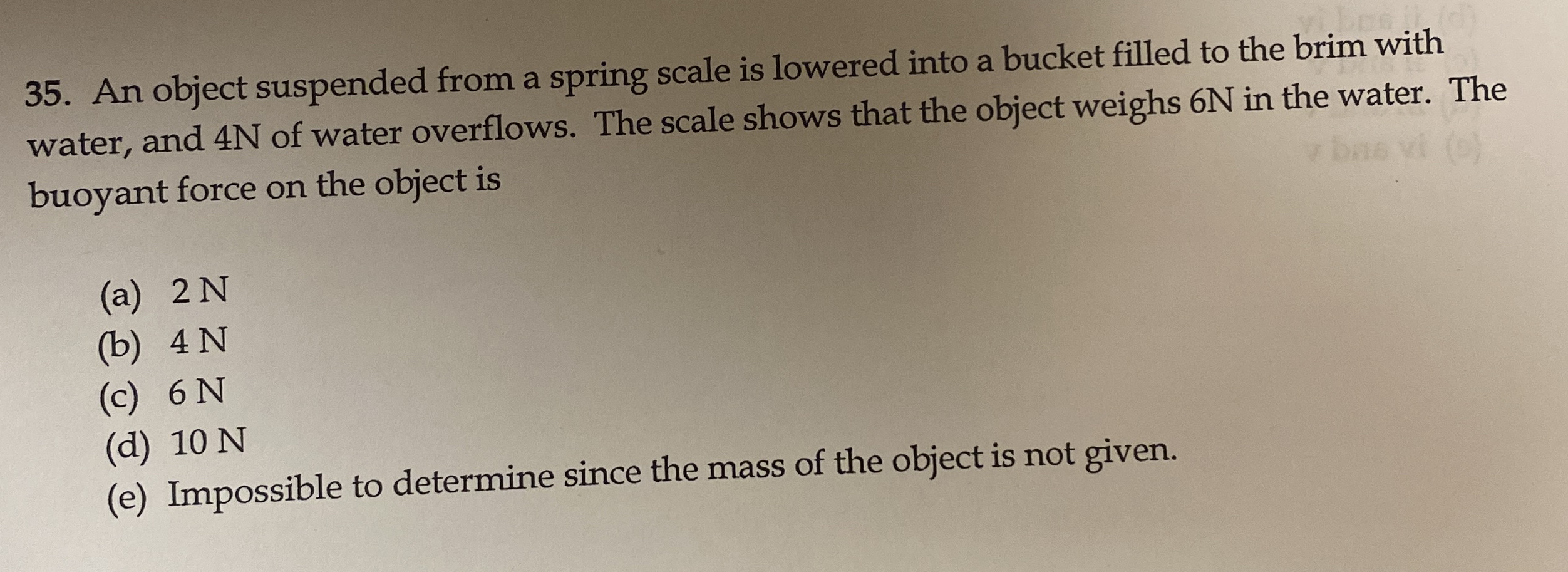 An object suspended from a spring scale is