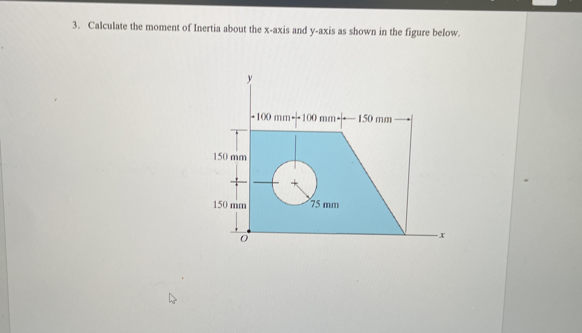 Calculate the moment of Inertia about the x -