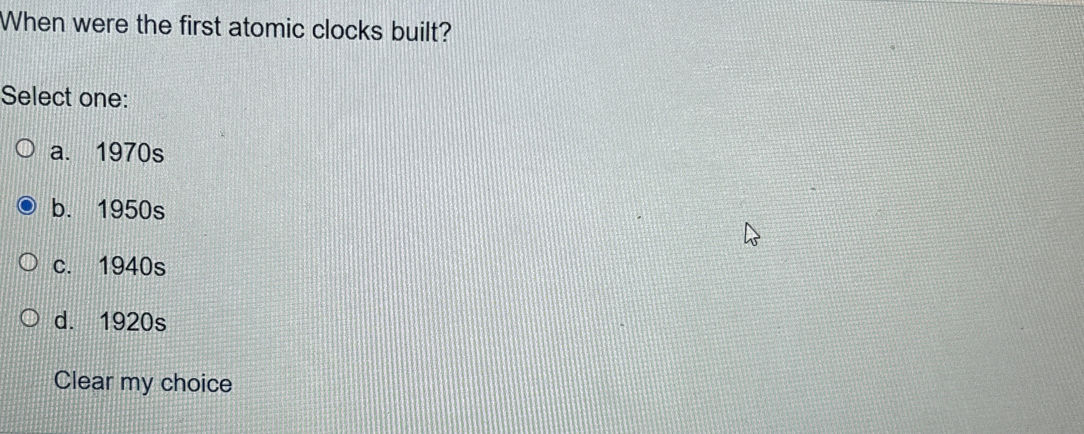 When were the first atomic clocks built? Select