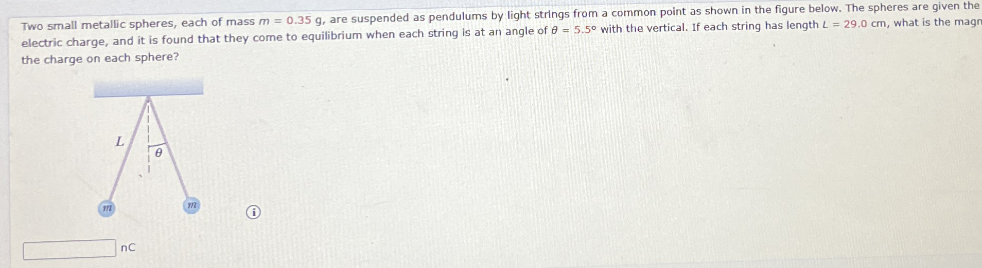 Two small metallic spheres, each of mass m = 0 .