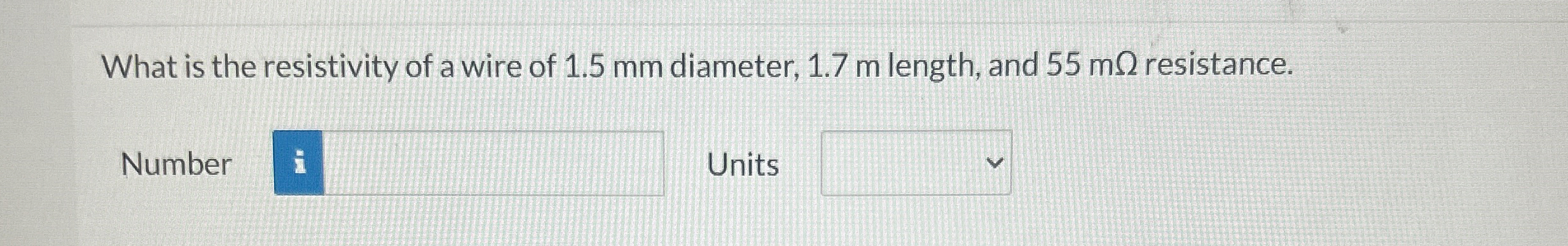 What is the resistivity of a wire of 1 . 5 mm