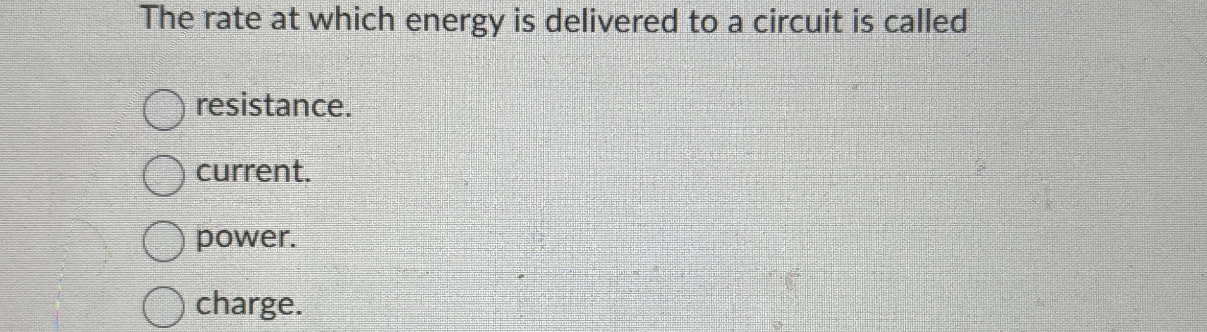 The rate at which energy is delivered to a