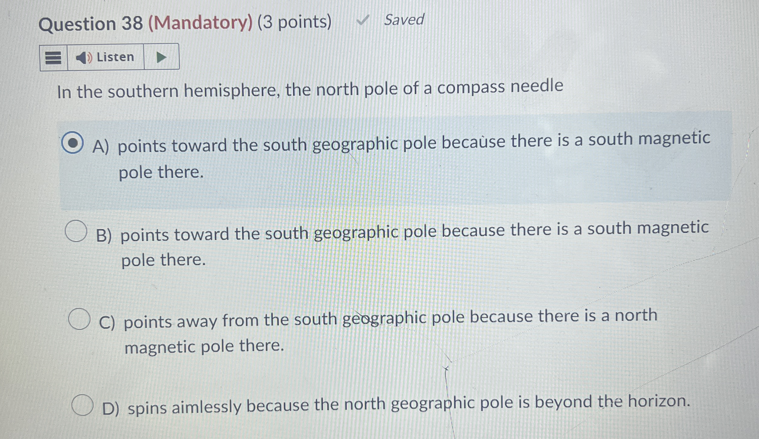 Question 3 8 ( Mandatory ) ( 3 points ) Saved In