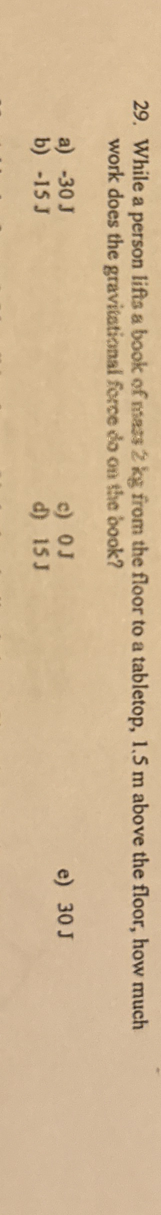 While a person lifs a book of masa 2 kg from the