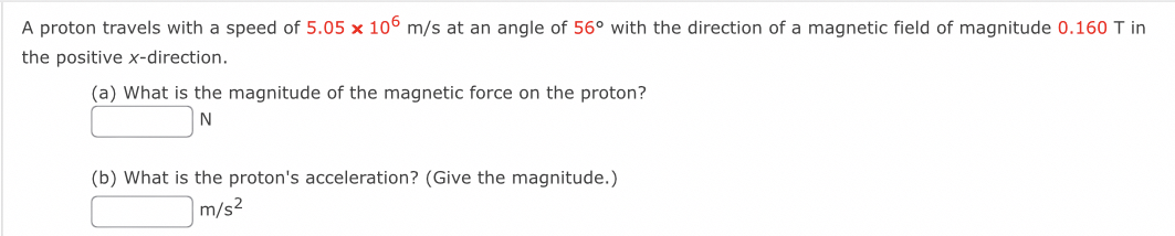 A proton travels with a speed of 5 . 0 5 1 0 6 m
