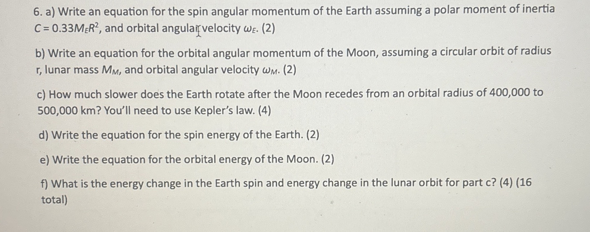 a ) Write an equation for the spin angular