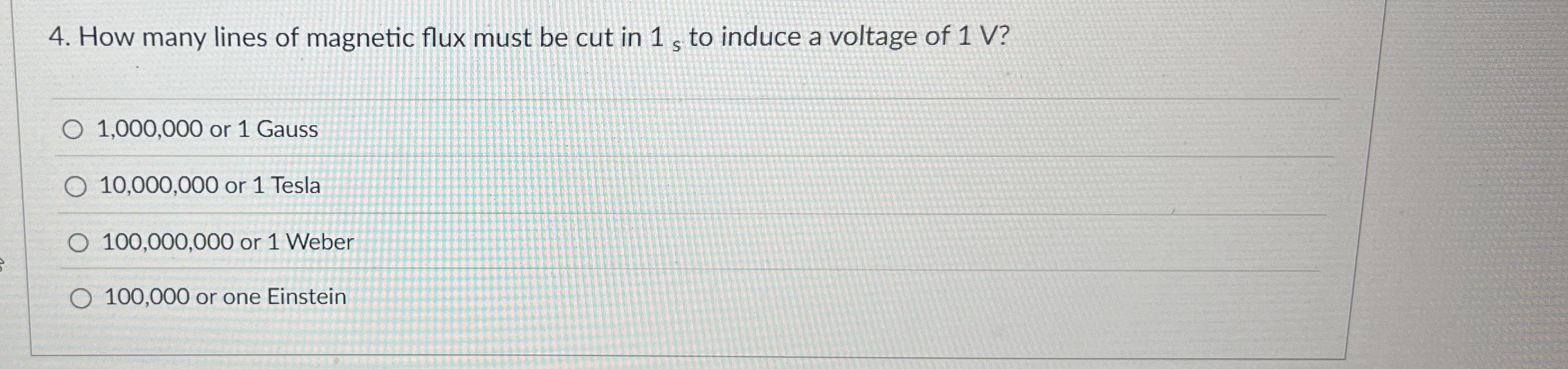 How many lines of magnetic flux must be cut in 1