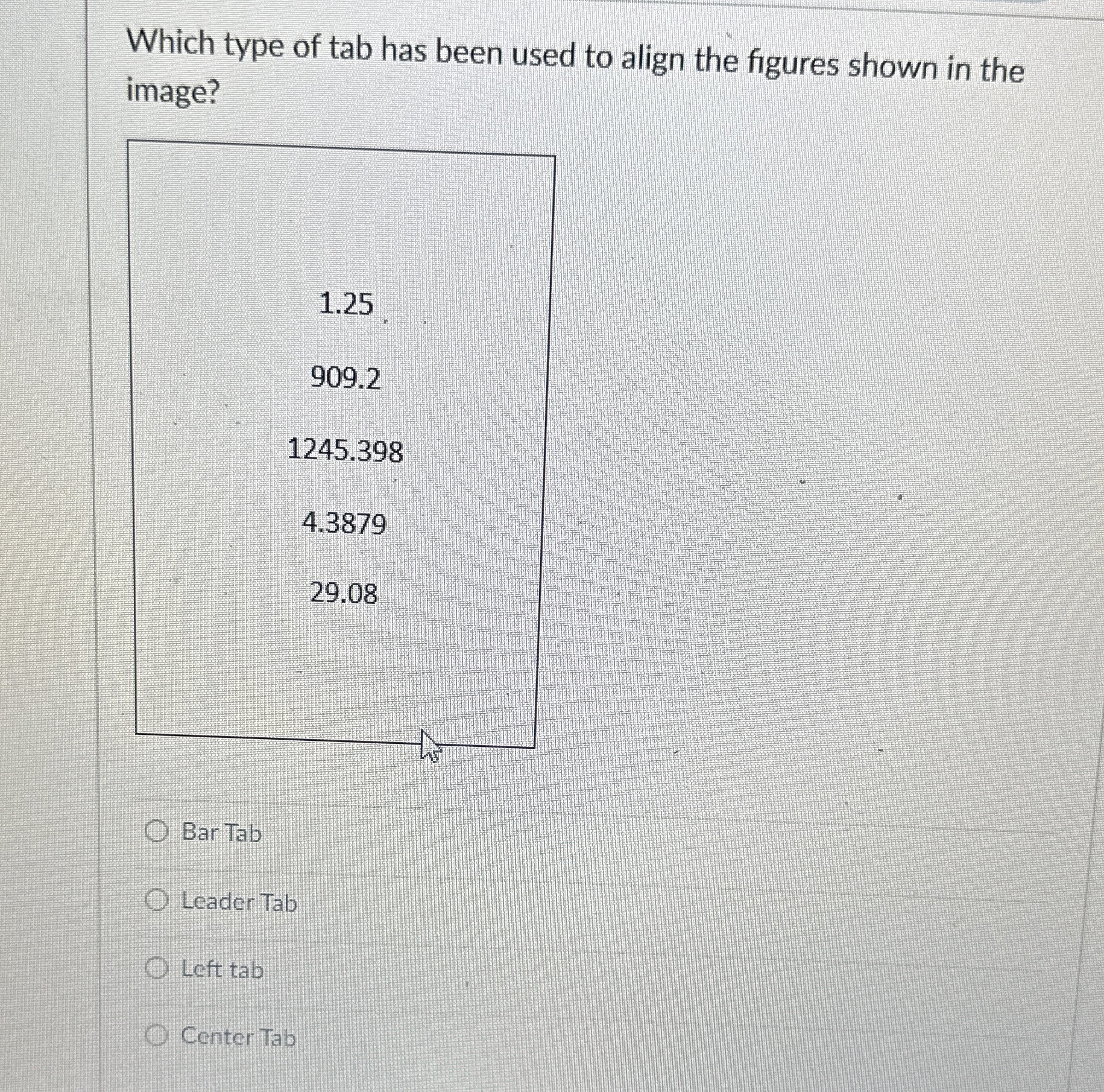 Which type of tab has been used to align the