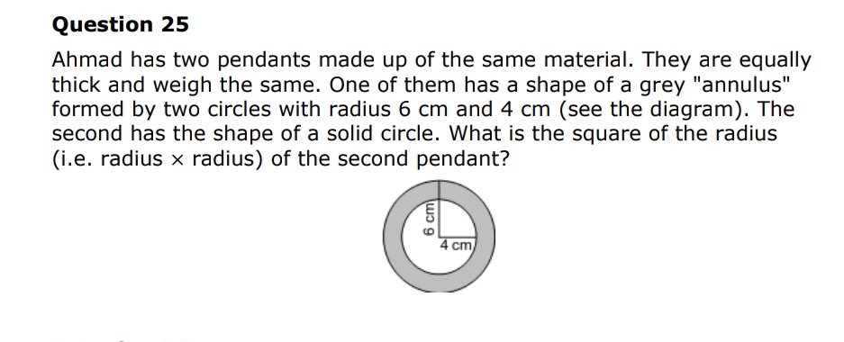 Question 2 5 Ahmad has two pendants made up of