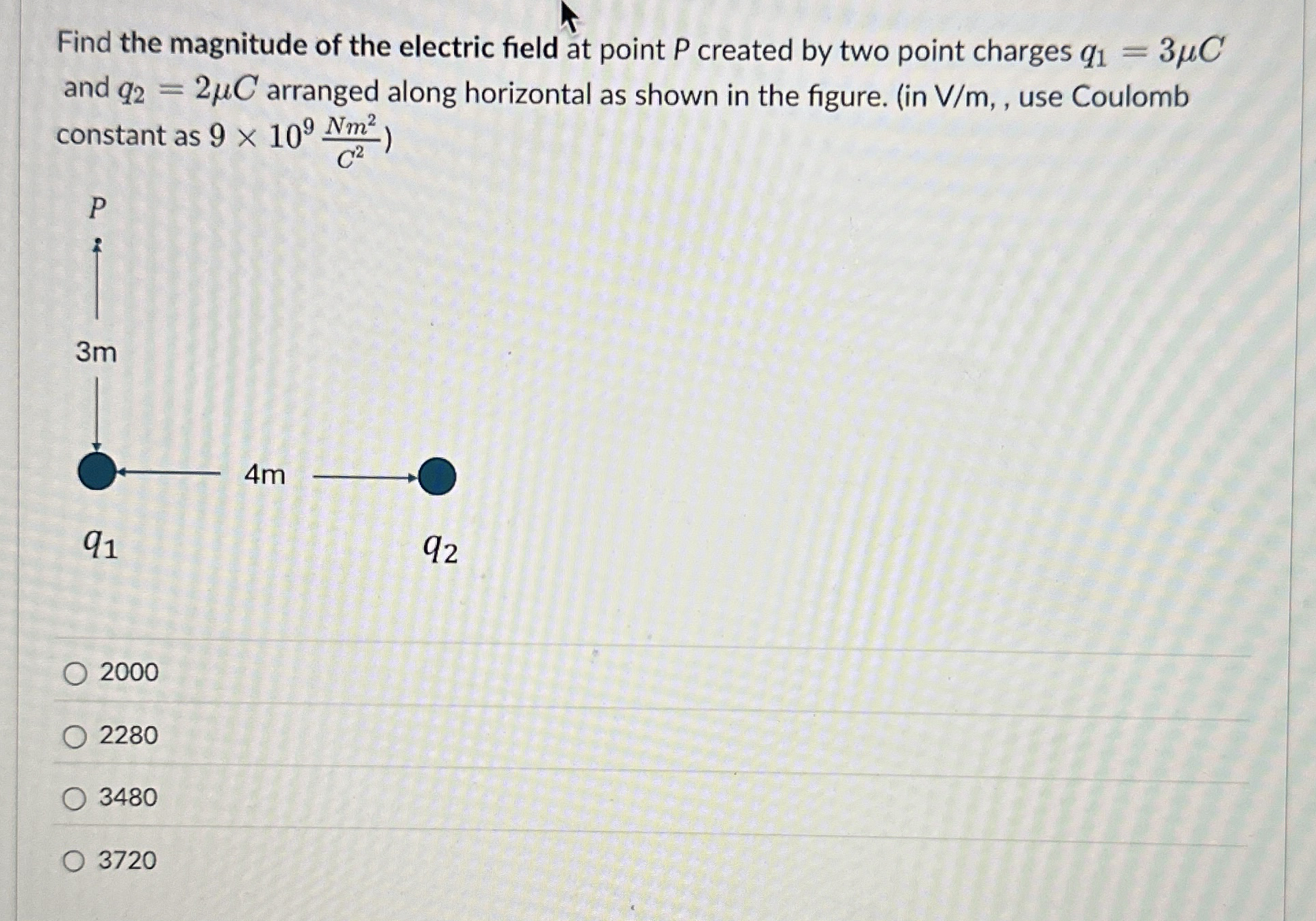 Find the magnitude of the electric field at point