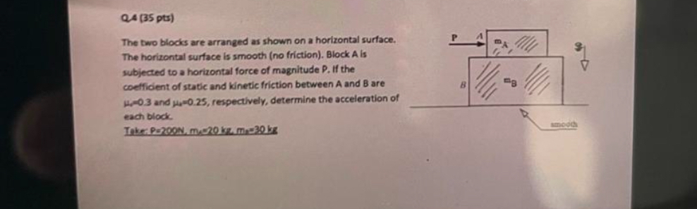 Q . 4 ( 3 5 pts ) The two blocks are arranged as
