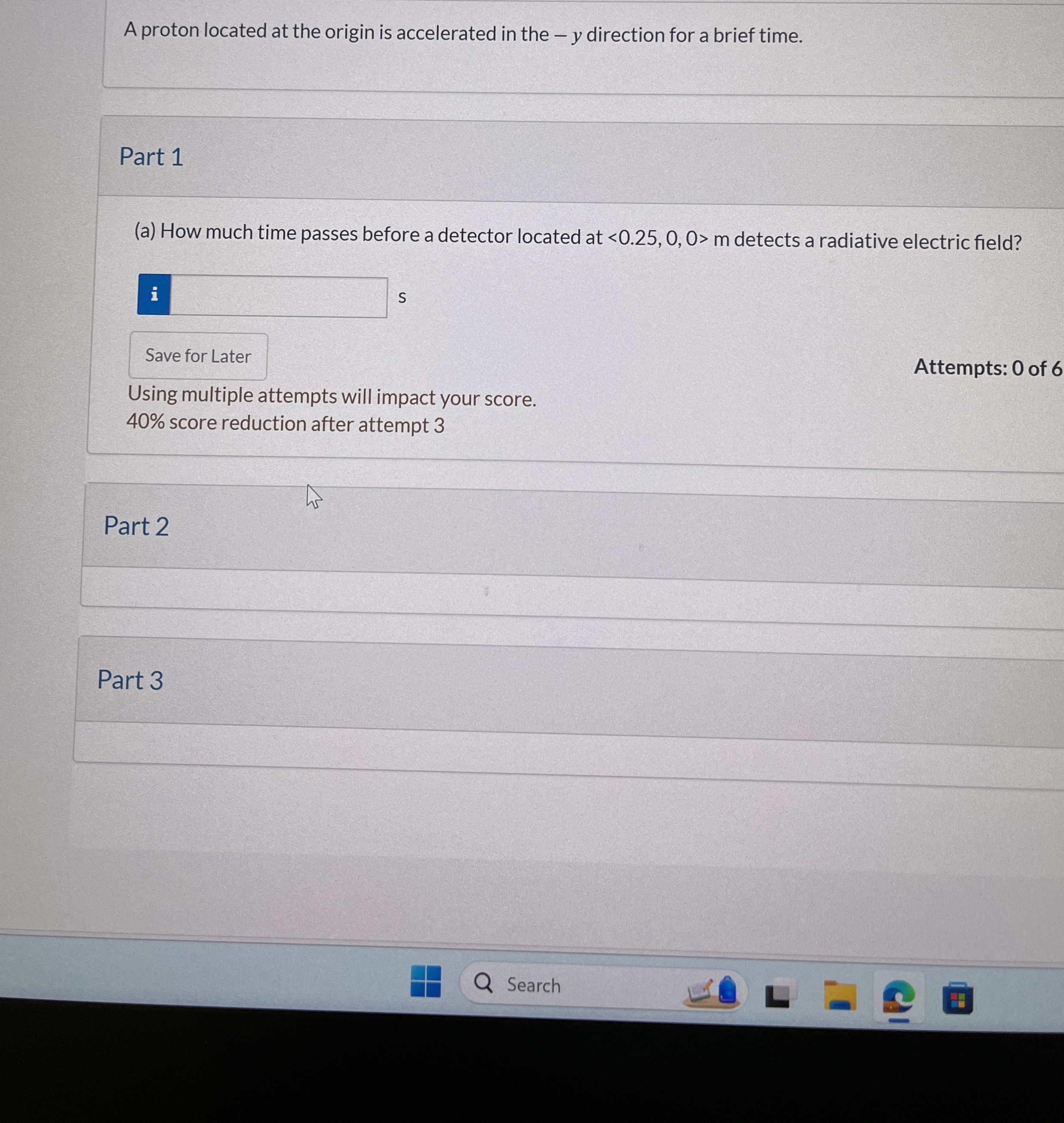 A proton located at the origin is accelerated in