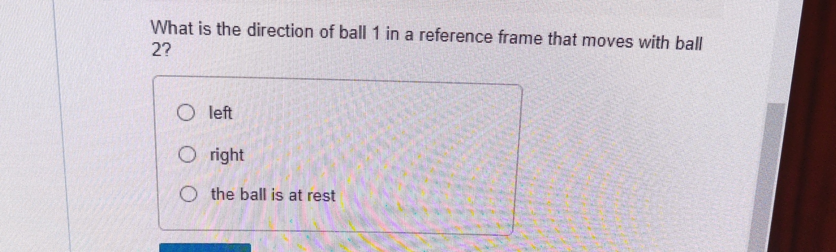 What is the direction of ball 1 in a reference