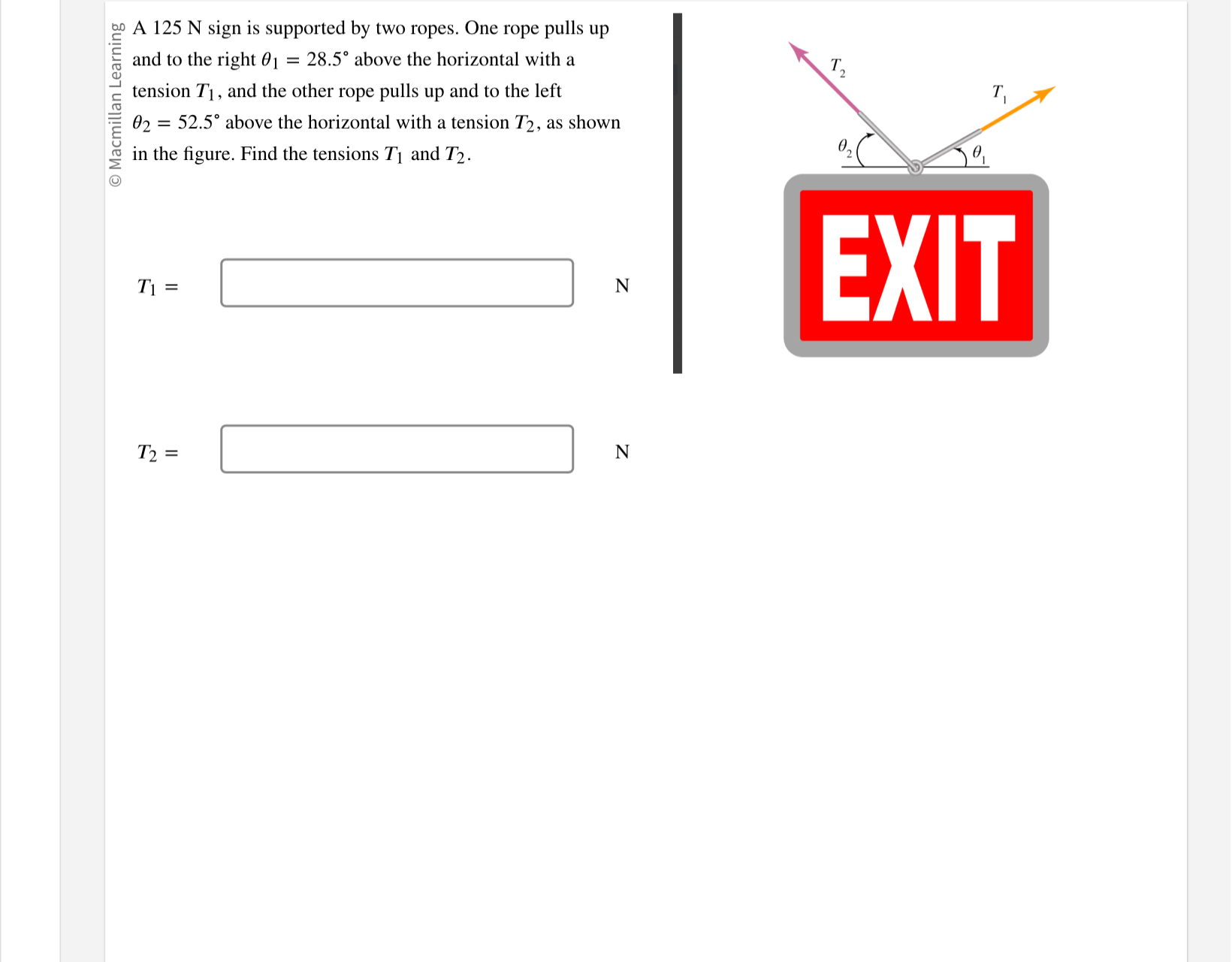 A 1 2 5 N sign is supported by two ropes. One