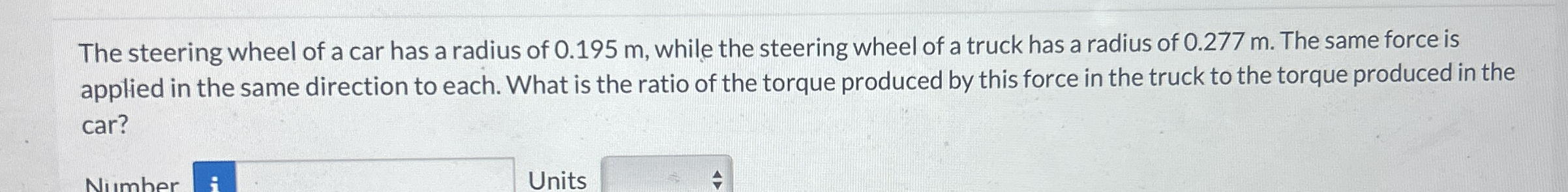 The steering wheel of a car has a radius of 0 . 1
