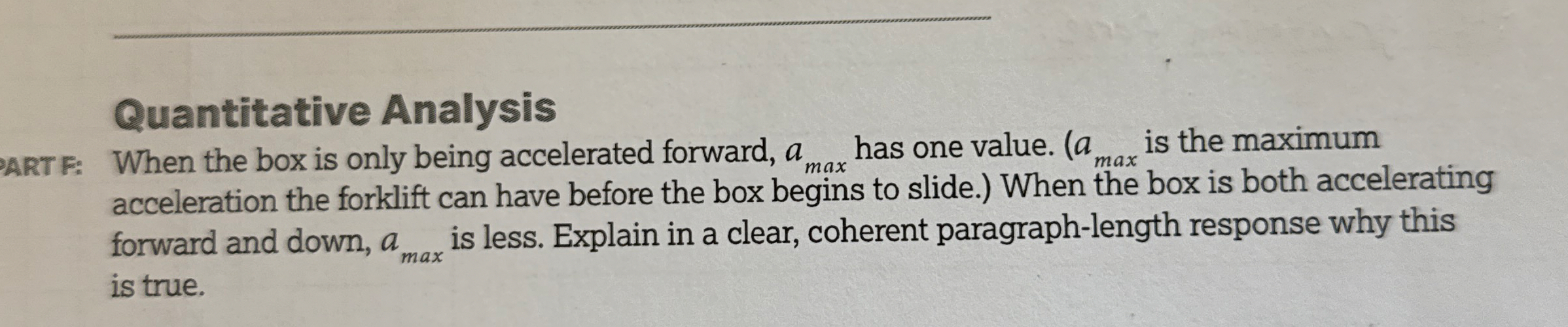 Quantitative Analysis ART F: When the box is only