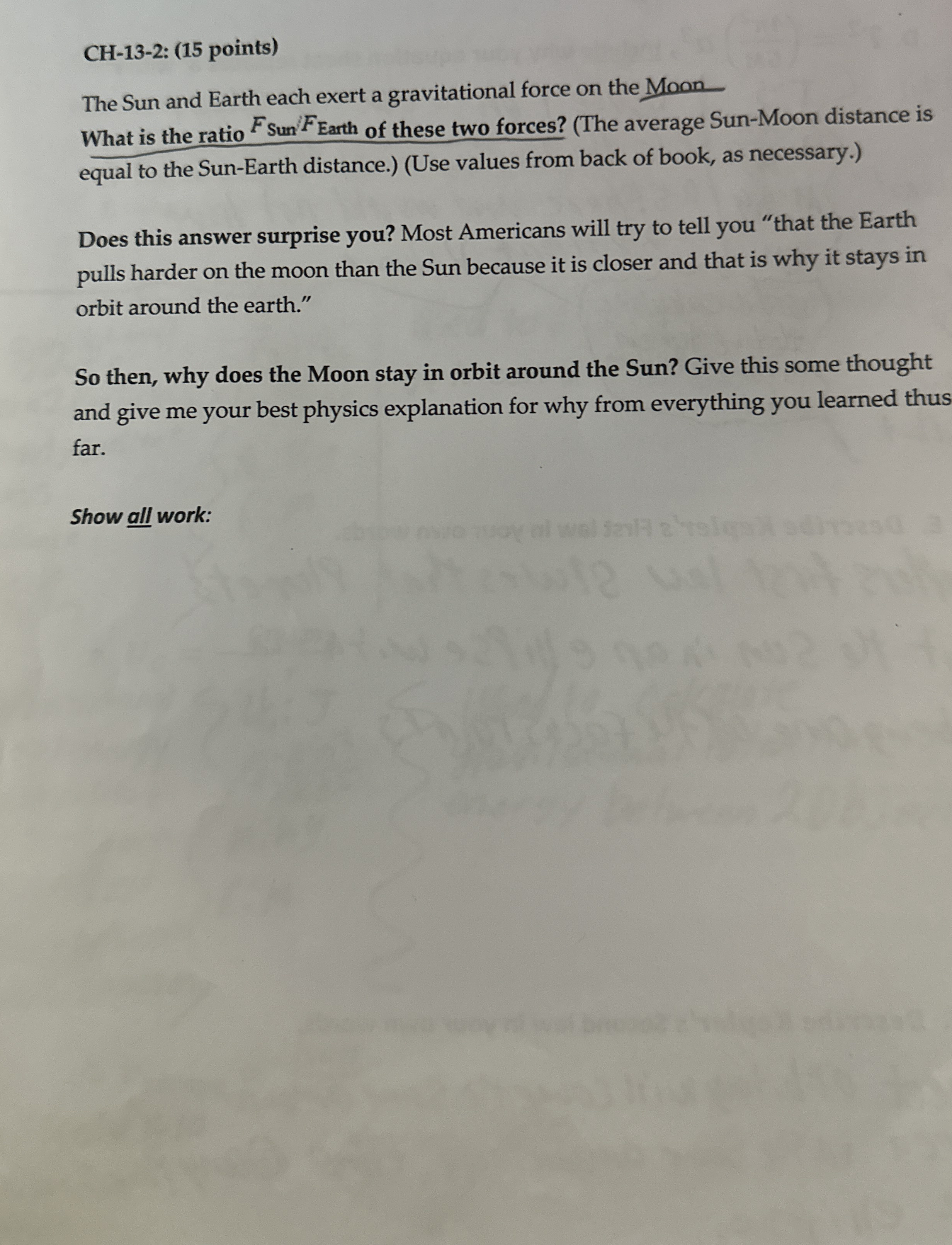 CH - 1 3 - 2 : ( 1 5 points ) The Sun and Earth