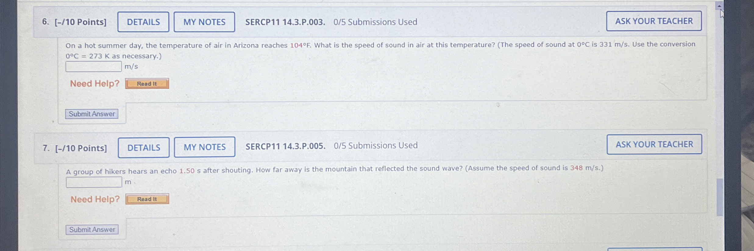 Please answer 6 and 7 On a hot summer day, the