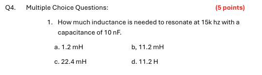 Q 4 . Multiple Choice Questions: 1 . How much
