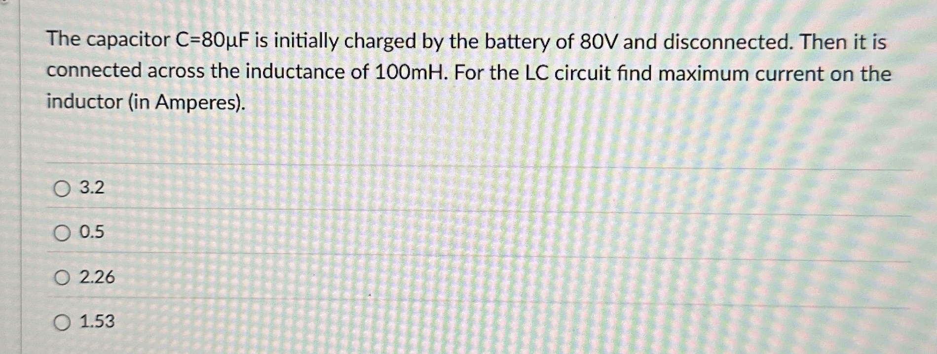 The capacitor C = 8 0 F is initially charged by