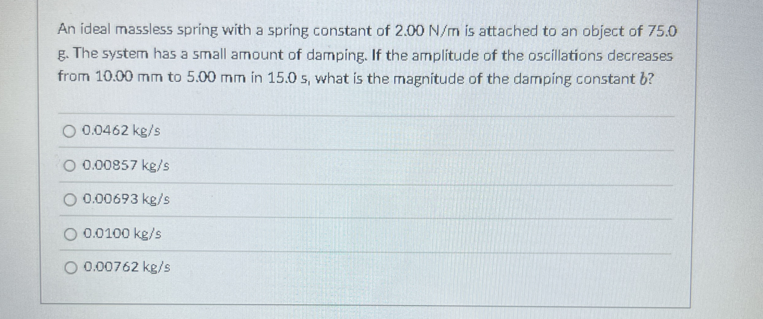 An ideal massless spring with a spring constant