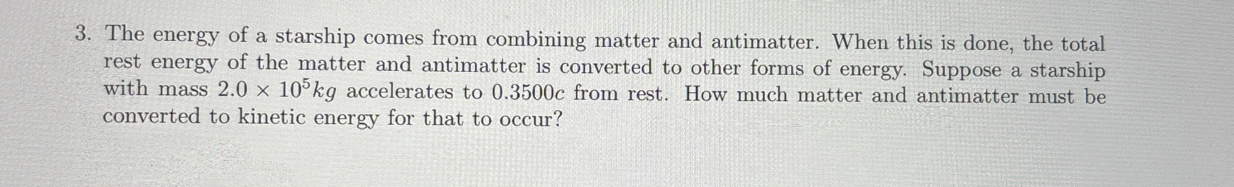 The energy of a starship comes from combining