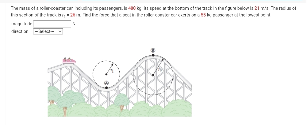 The mass of a roller - coaster car, including its