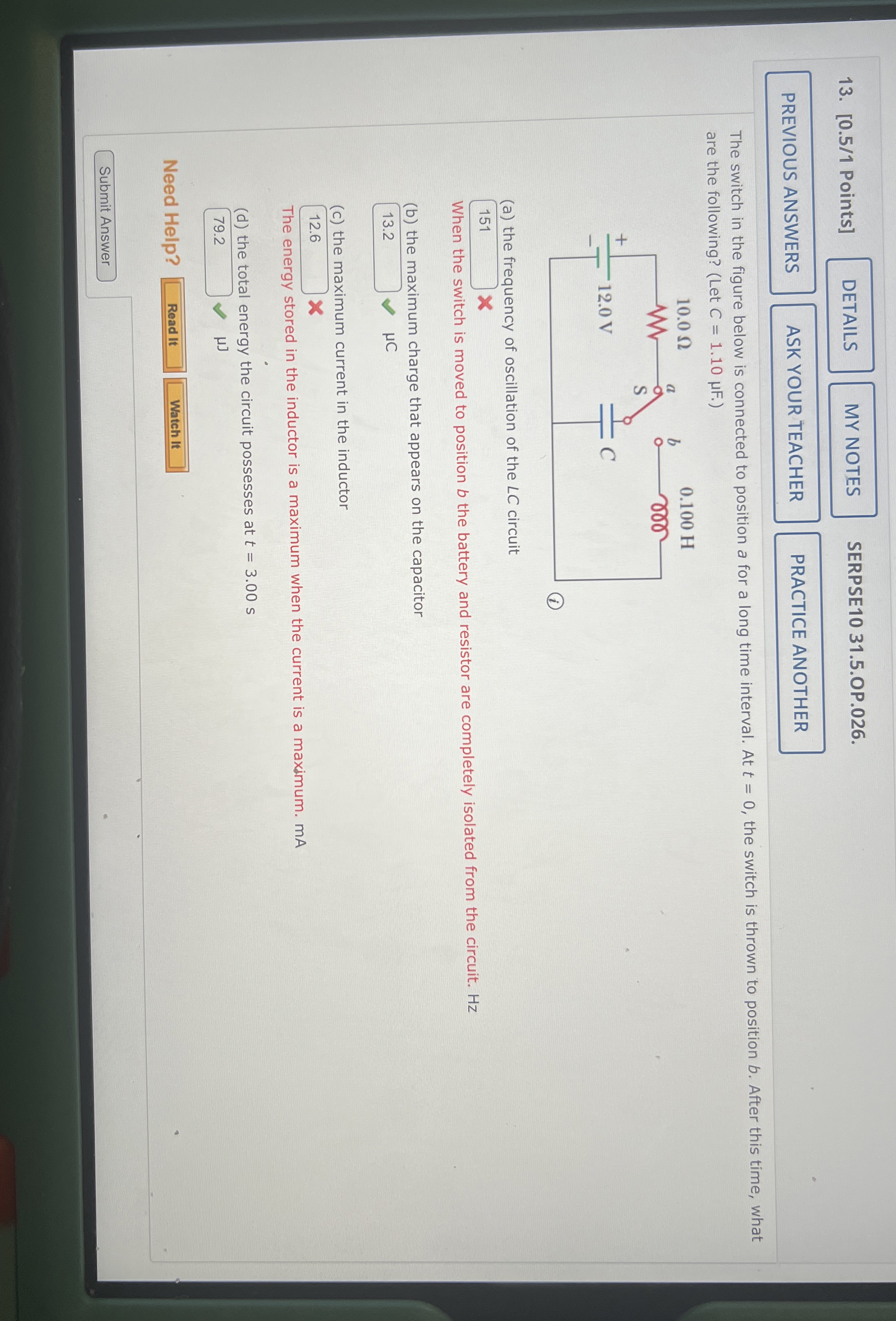 [ 0 . 5 / 1 Points ] SERPSE 1 0 3 1 . 5 . OP . 0