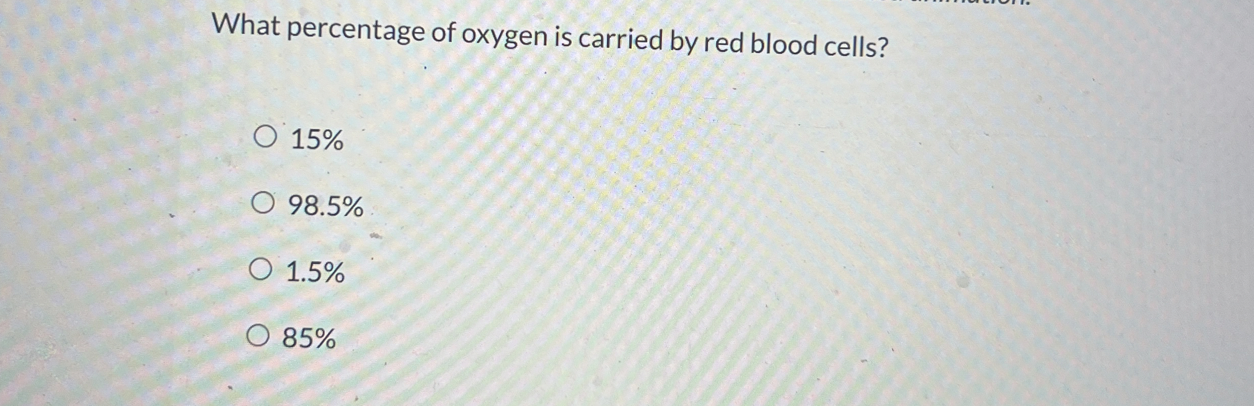 What percentage of oxygen is carried by red blood