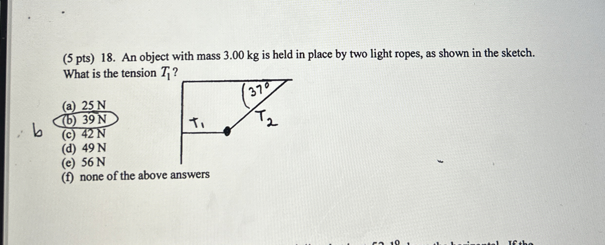 ( 5 pts ) 1 8 . An object with mass 3 . 0 0 kg is