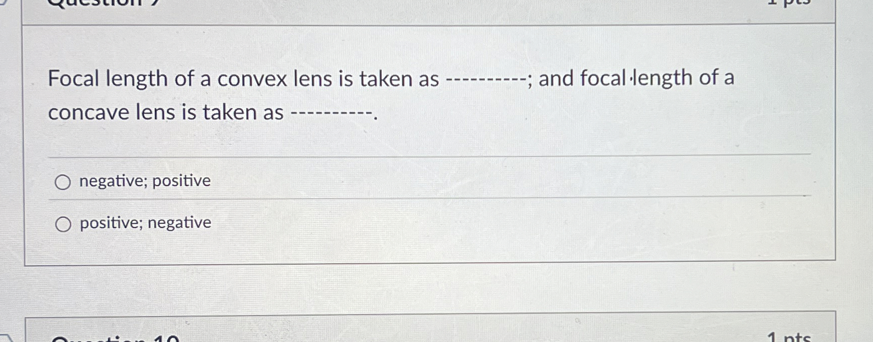 Focal length of a convex lens is taken as q , ;