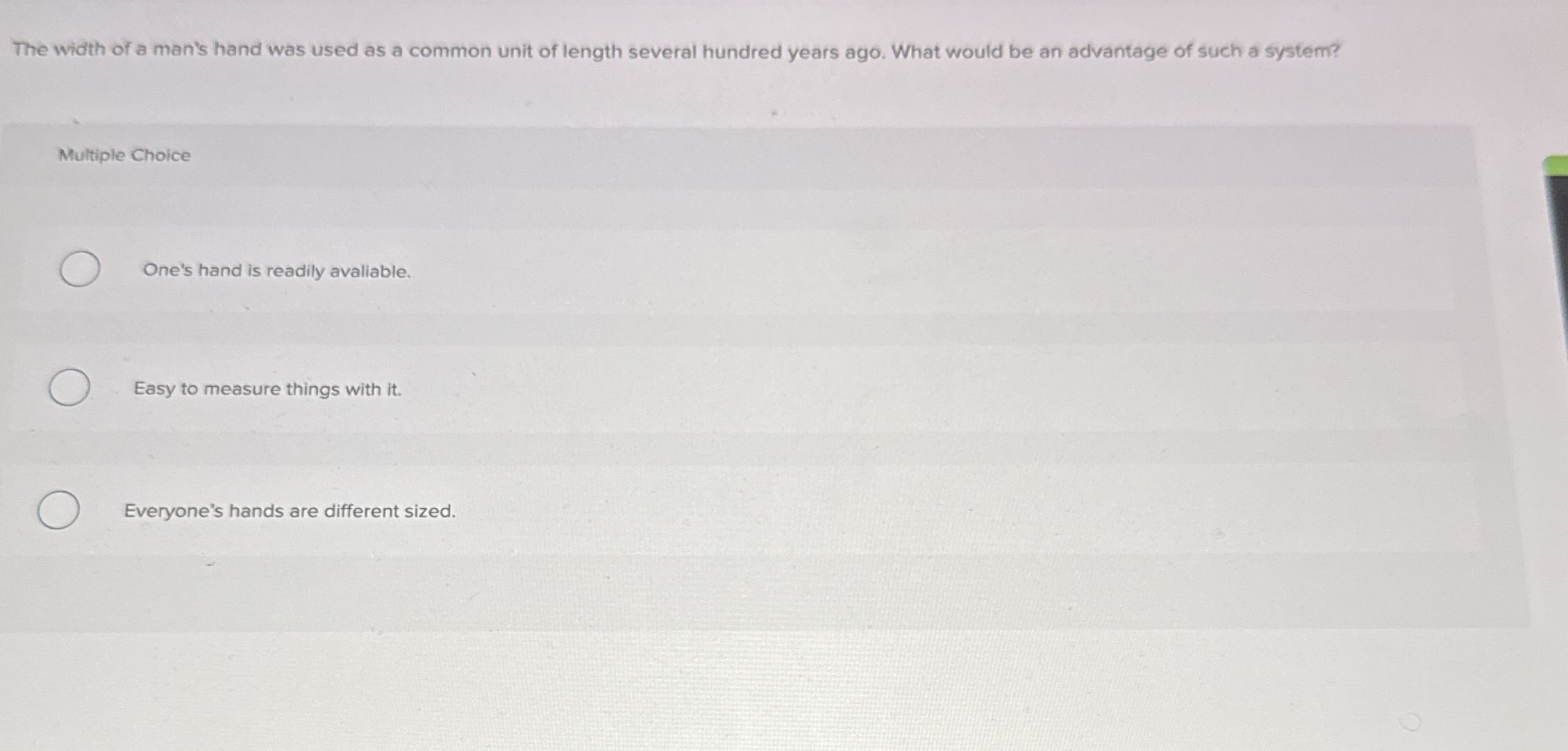 The width of a man's hand was used as a common