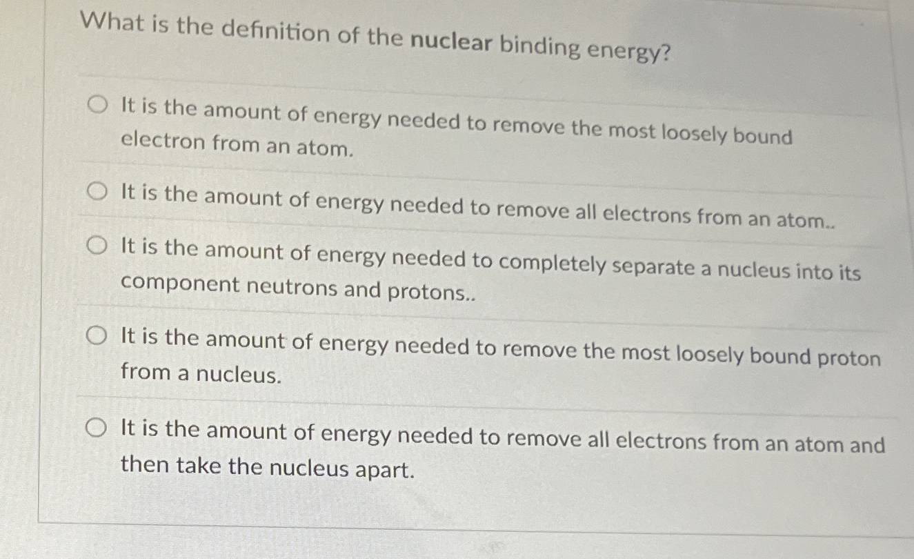 What is the definition of the nuclear binding