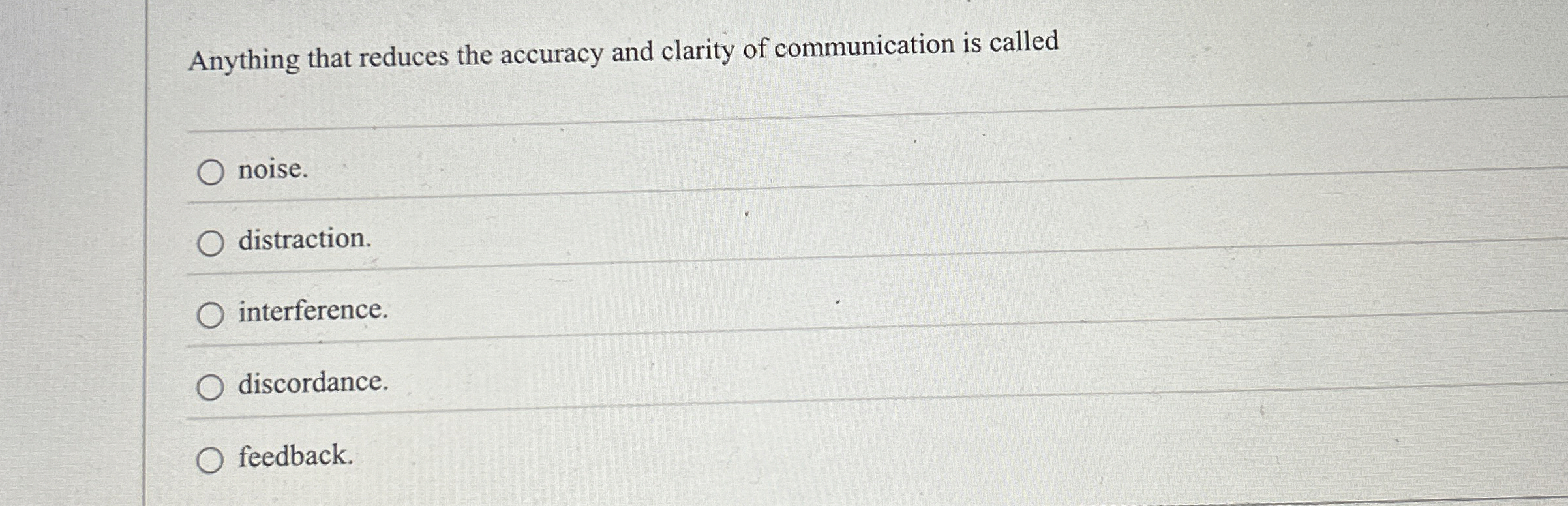 Anything that reduces the accuracy and clarity of