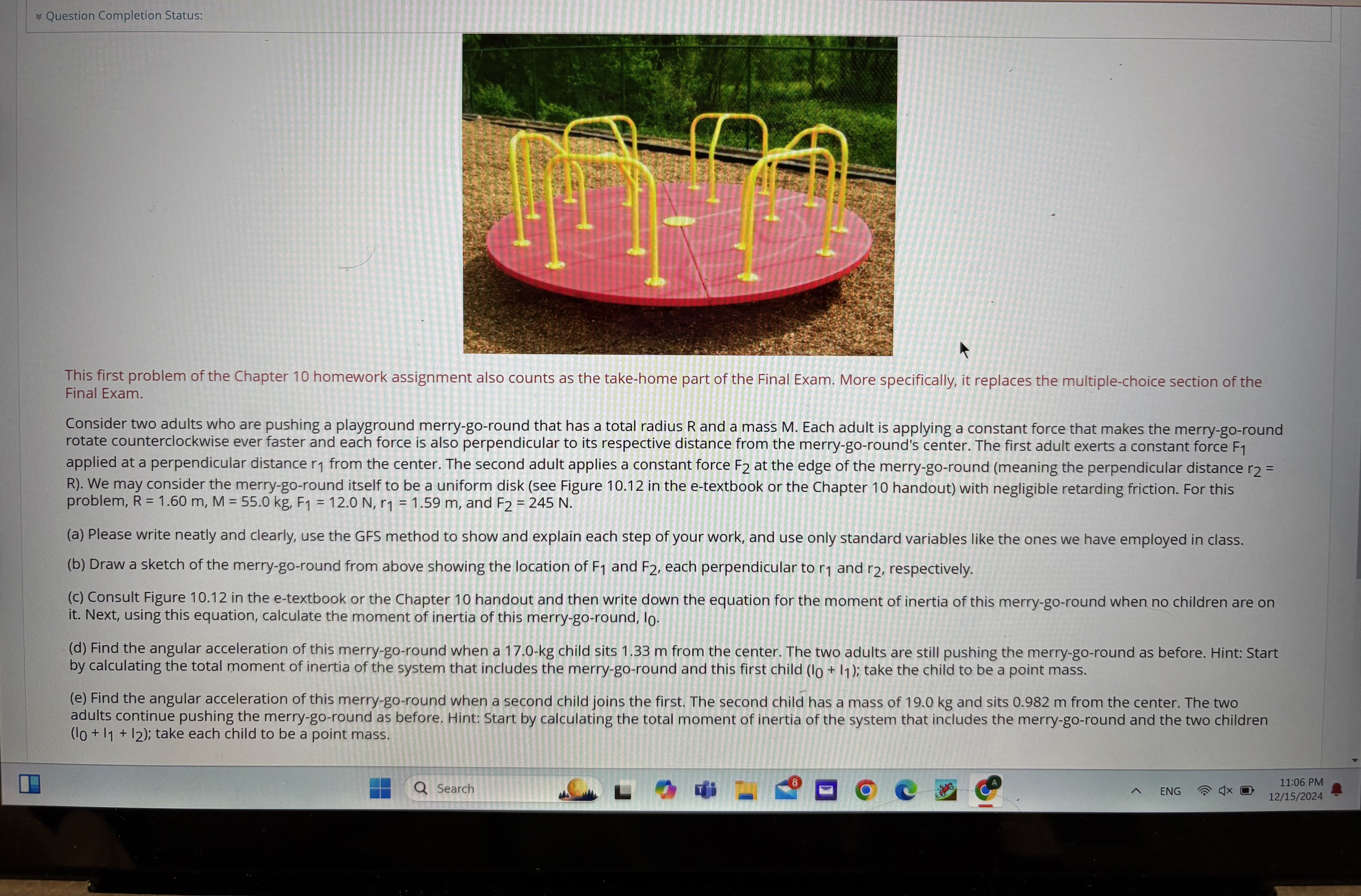 Consider two adults who are pushing a playground