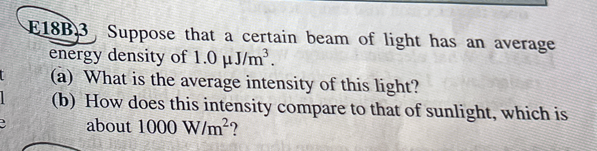 E 1 8 B . 3 Suppose that a certain beam of light